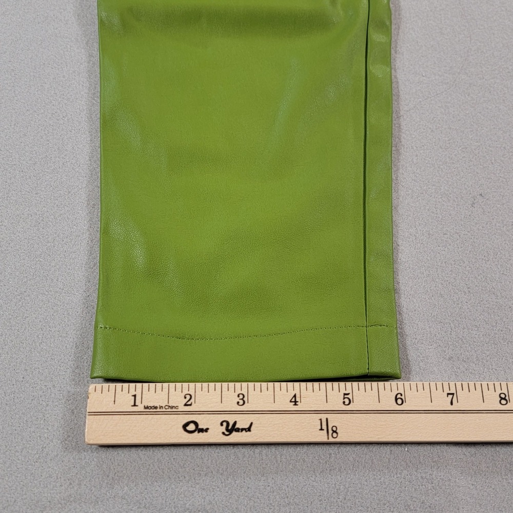 New York & Company Faux Leather Paperbag Pants Lime Green Women's Size 8 NWT - Picture 8 of 10
